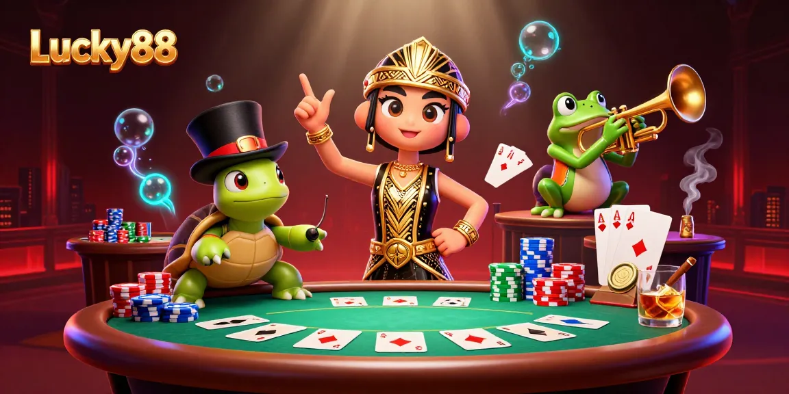 Experience big wins with Lucky88 slot at a dynamic speakeasy scene filled with vibrant gaming elements.
