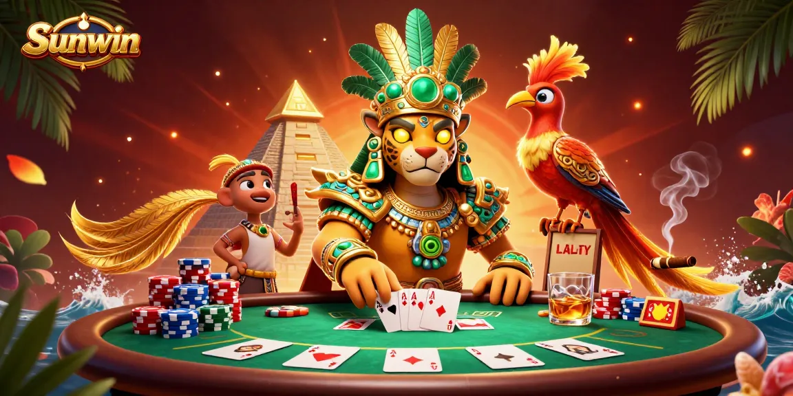 Experience thrilling moments at Sunwin with a vibrant poker scene featuring iconic elements.