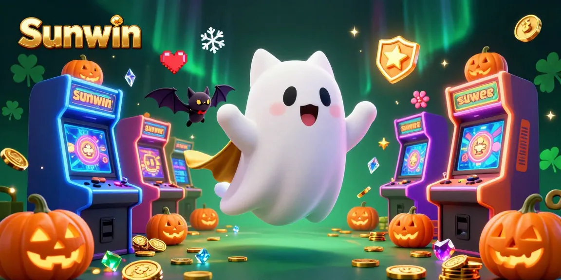 Experience thrilling moments at Sunwin casino with a ghost cat and vampire bat in vibrant action.