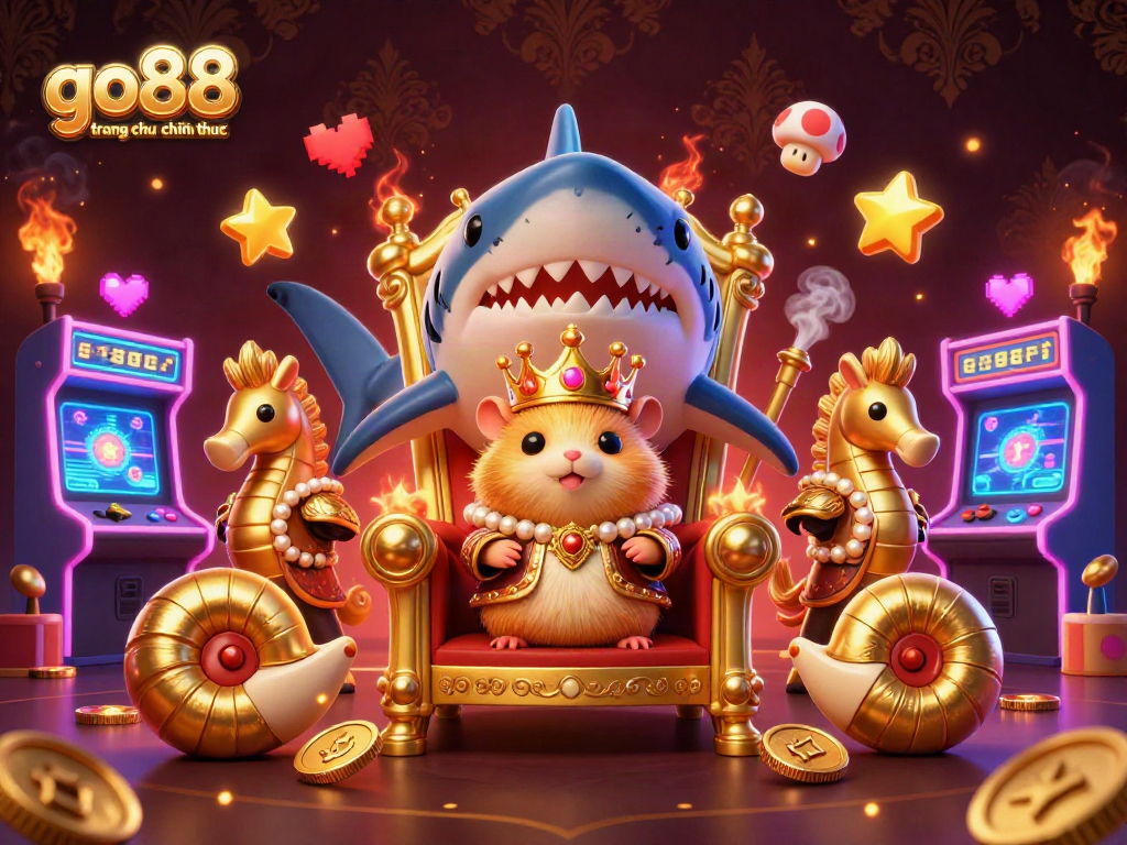 Experience the vibrant go88 trang chu chinh thuc scene with a golden hamster king and dynamic game elements.