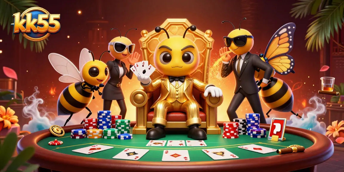 Engage with the lively world of kk55 in a dynamic casino scene featuring iconic characters and elements.