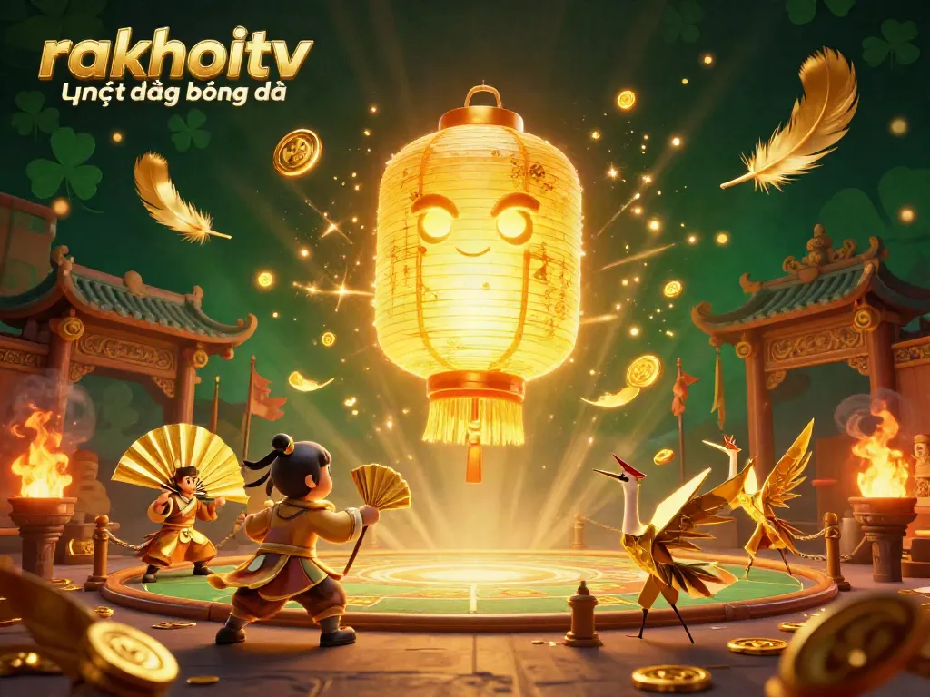 Engage with rakhoitv trực tiếp bóng đá via stunning 3D illustration featuring vibrant characters and casino elements.