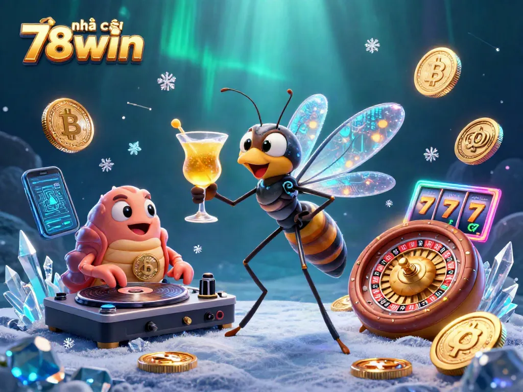 Experience the excitement of nhà cái 78win with this vibrant 3D casino illustration featuring unique characters and gaming elements.