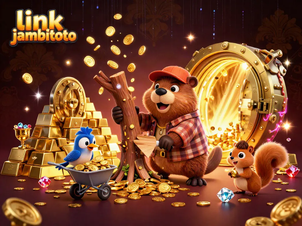 Engage in fun with link jambitoto, where a beaver collects coins amidst treasures and adventure.