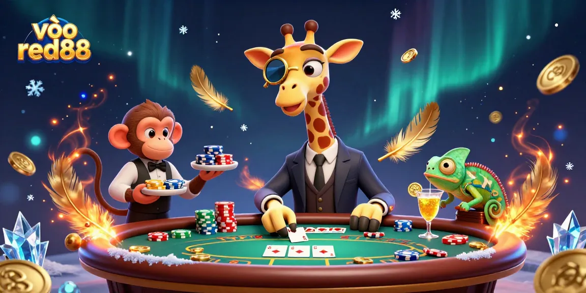 Experience the thrill of card games at vào red88 with this vibrant illustration of a poker scene