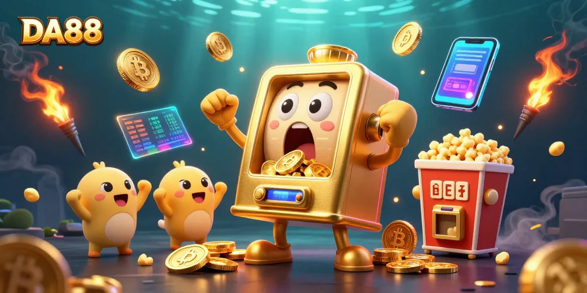 Celebrate a jackpot hit with DA88 slot machines and crypto elements amidst vibrant casino flair.