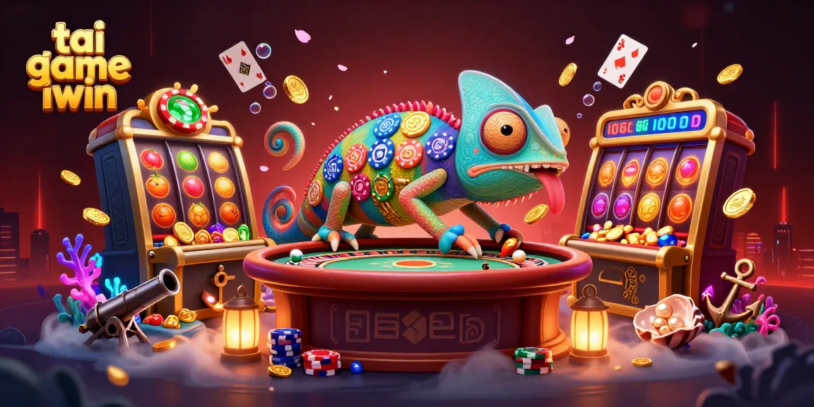 Experience tai game iwin with a vibrant casino scene featuring colorful slot reels and engaging gameplay elements.
