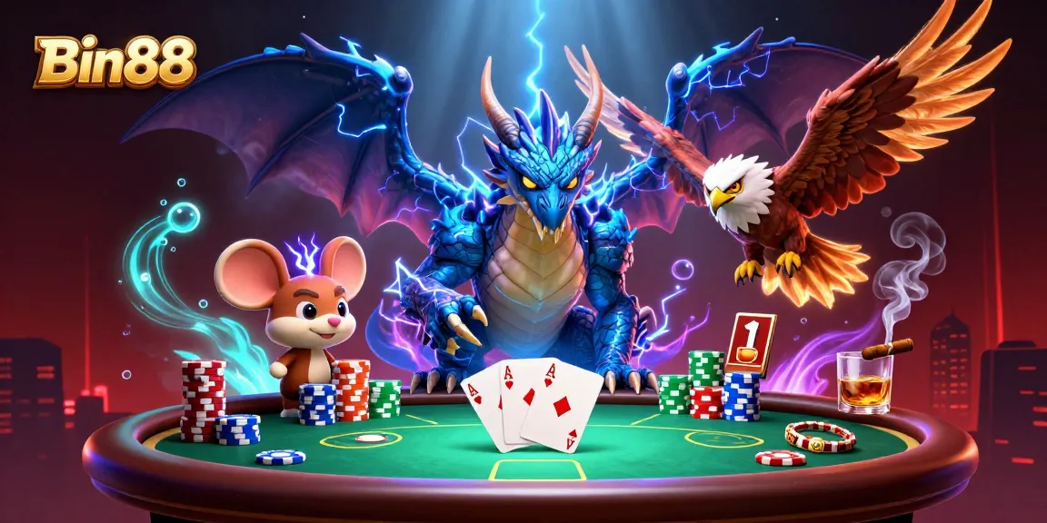 Engage with thrilling poker action at Bin88 with vibrant characters and dynamic game elements.