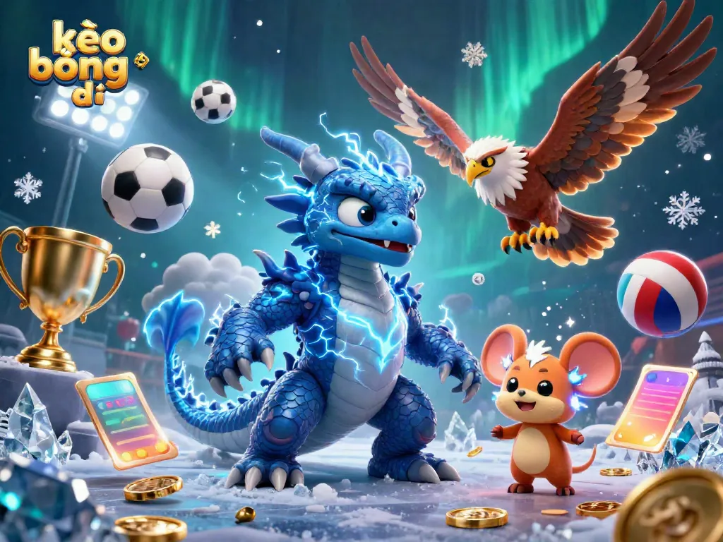 Engage in kèo bóng đá as a powerful thunder dragon and friends dominate the sports scene!