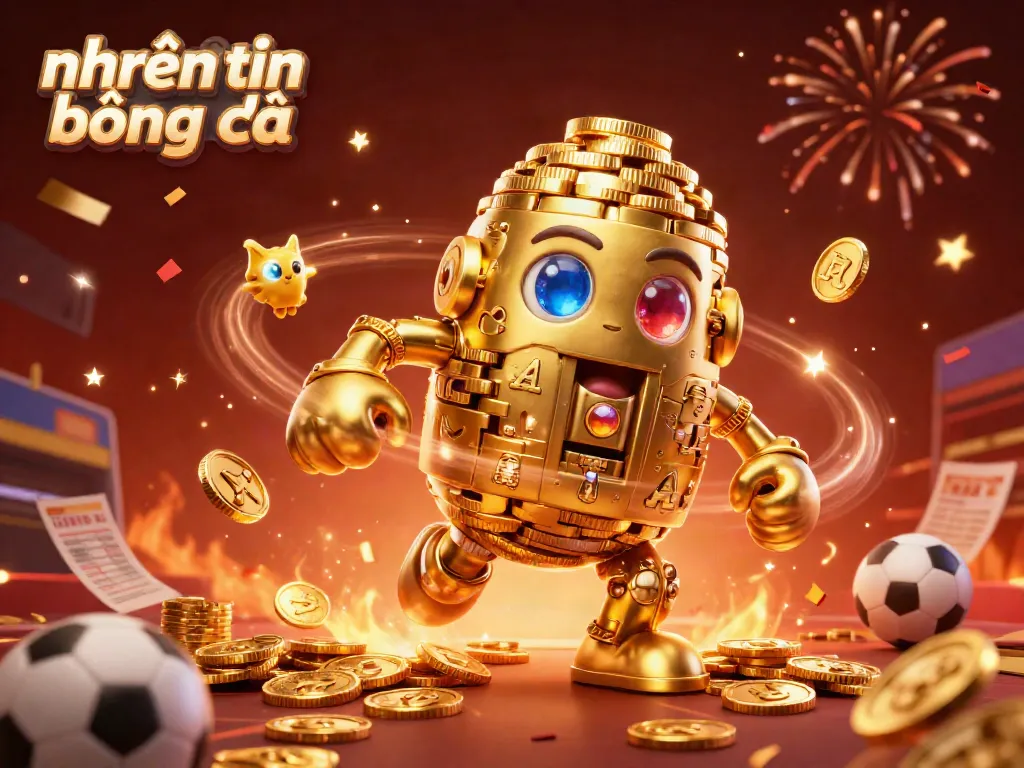 Engaging nhận định bóng đá scene showcasing sports betting excitement with animated golden golem and vibrant dynamic elements