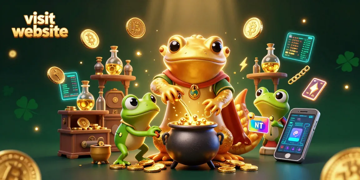 Engage with this vibrant casino scene to visit website showcasing a cartoon alchemist crafting wealth and crypto.