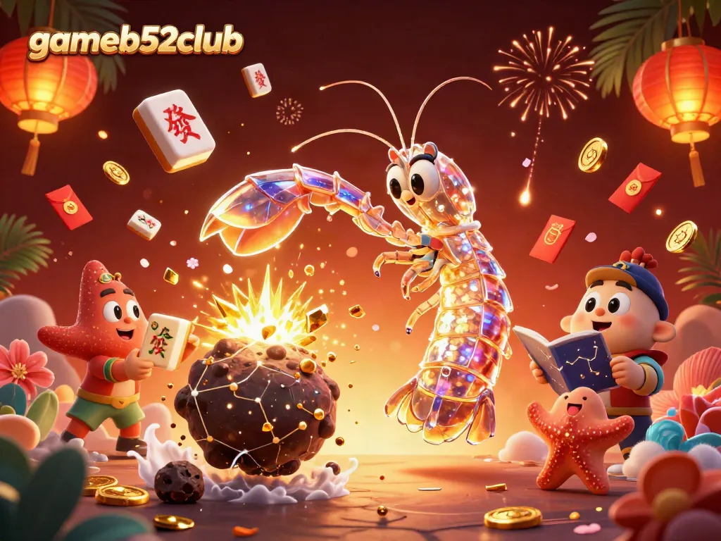 Experience thrilling gaming at gameb52club with vivid gold coin explosions and stellar characters.