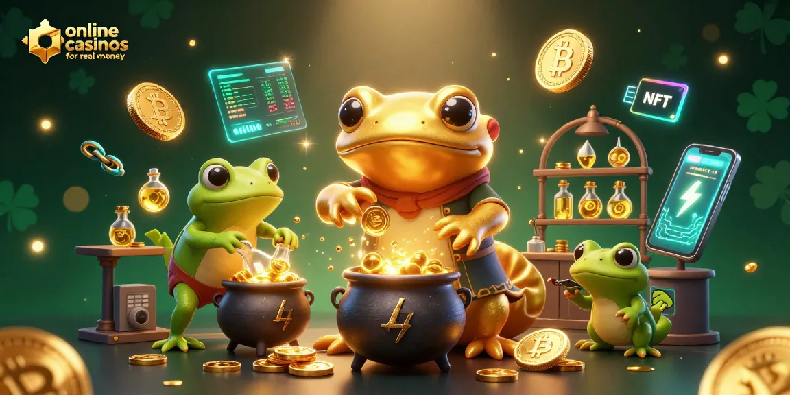 Engage in exciting gameplay at online casinos for real money with a magical alchemy scene.