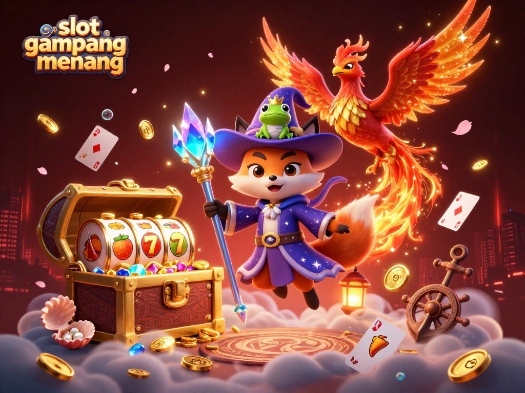 Experience thrilling wins with slot gampang menang featuring a mystical wizard fox, phoenix, and rich casino elements.