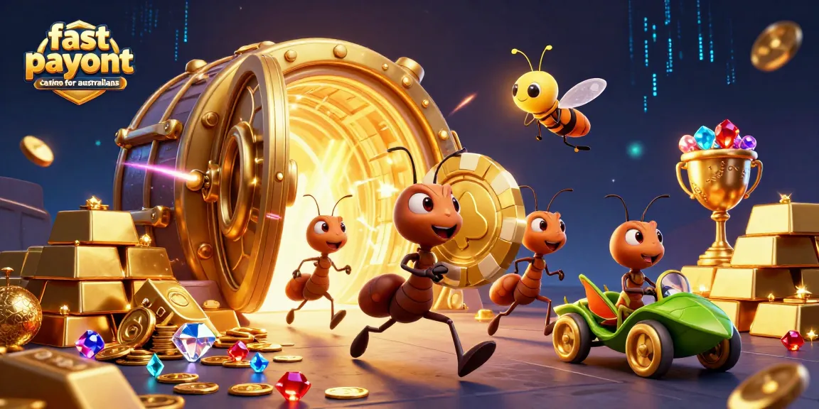 Experience the excitement of a fast payout casino for australians with this vibrant 3D cartoon illustration.