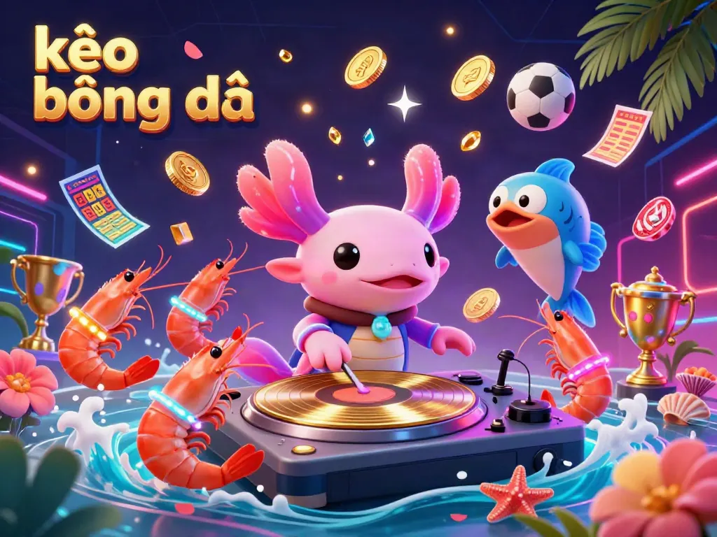 Experience vibrant kèo bóng đá excitement with neon characters and dynamic sports betting elements