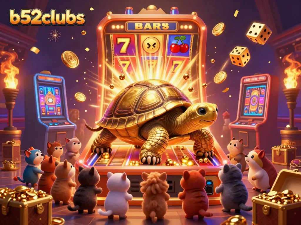 Experience thrill with b52clubs in this vibrant 3D casino scene featuring jackpots and fortune.