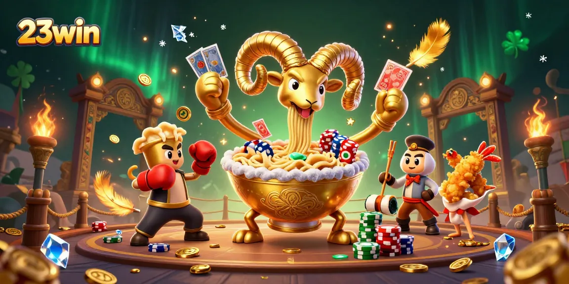 Engage in thrilling gameplay with 23win's vibrant casino showdown featuring unique characters.
