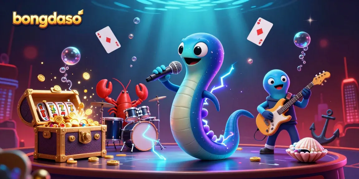 Bongdaso engages gamers with captivating underwater casino scene featuring lively characters and slot themes.