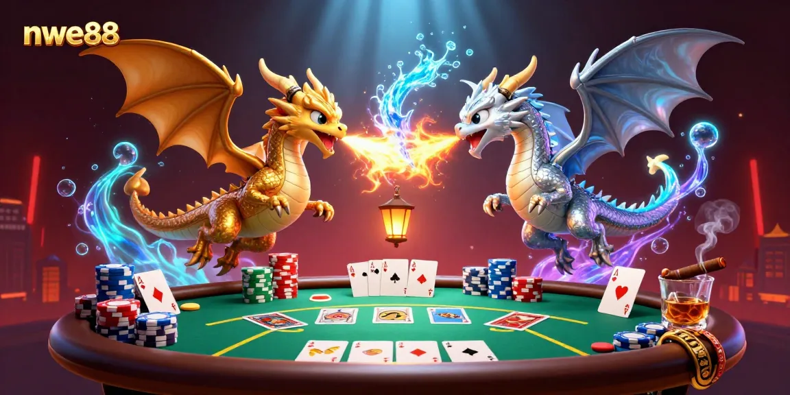 Engage with ultimate poker strategies at nwe88 with vivid dragons amidst vibrant poker elements.