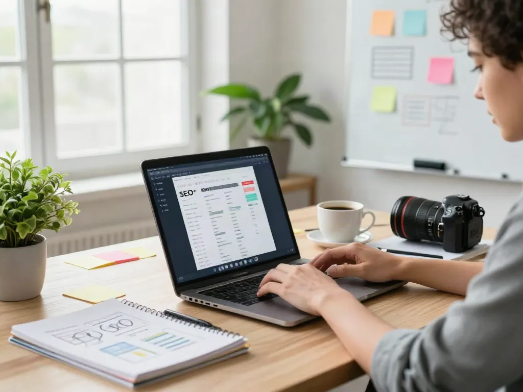 SEO strategist utilizing instant indexing strategies in a modern workspace.