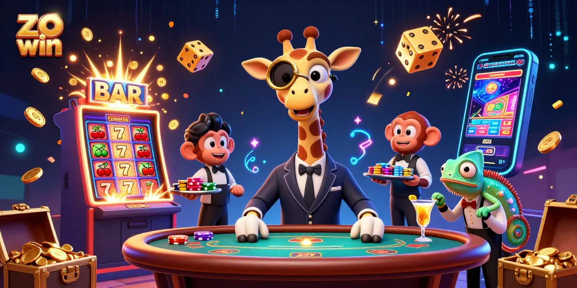 Bet on zo win with vibrant casino games at this dynamic illustration showcasing excitement and rewards.
