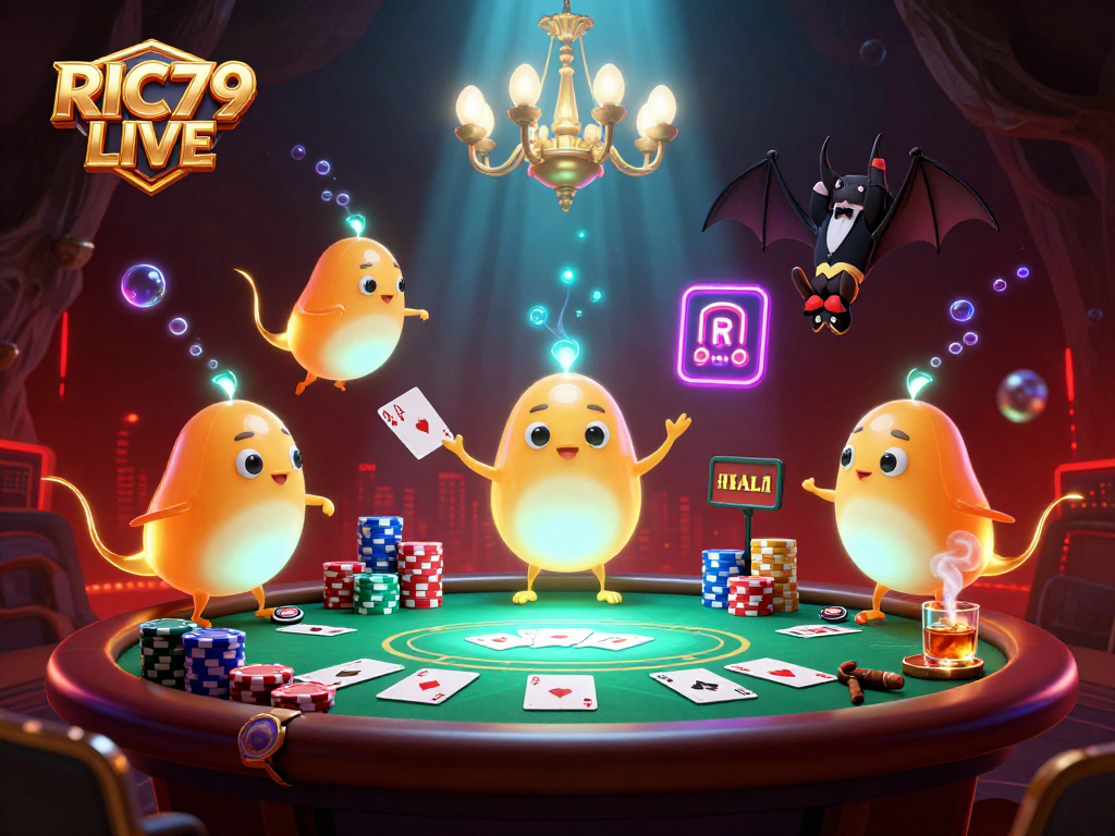 Engage in thrilling gameplay at RIC79 LIVE with vibrant glowworms and a bat dealer!