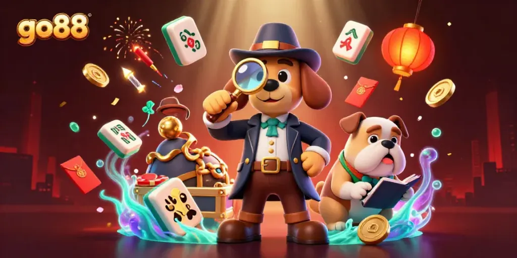 Examine poker chips and clues at go88's vibrant casino scene filled with fun and rewards.