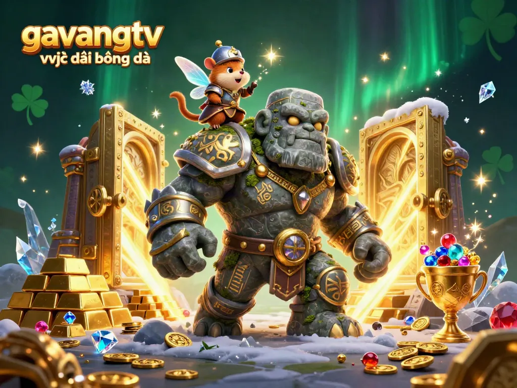 Experience gavangtv trực tiếp bóng đá with dynamic heroes amid sparkling treasures in this enchanting scene.