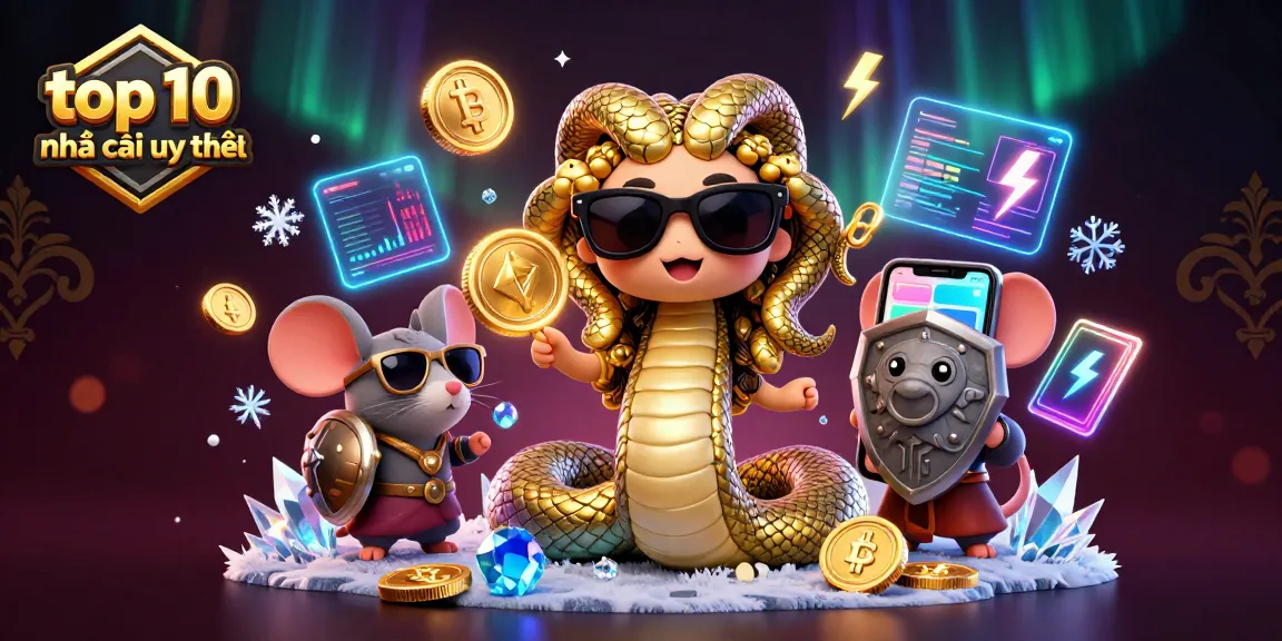 Experience the thrill with top 10 nhà cái uy tín in a vibrant casino adventure scene filled with crypto elements.