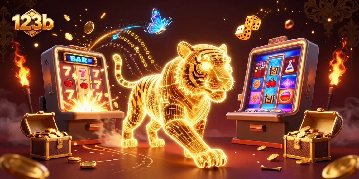 Experience thrilling gaming at 123b with a golden tiger and jackpot excitement in a vibrant casino.