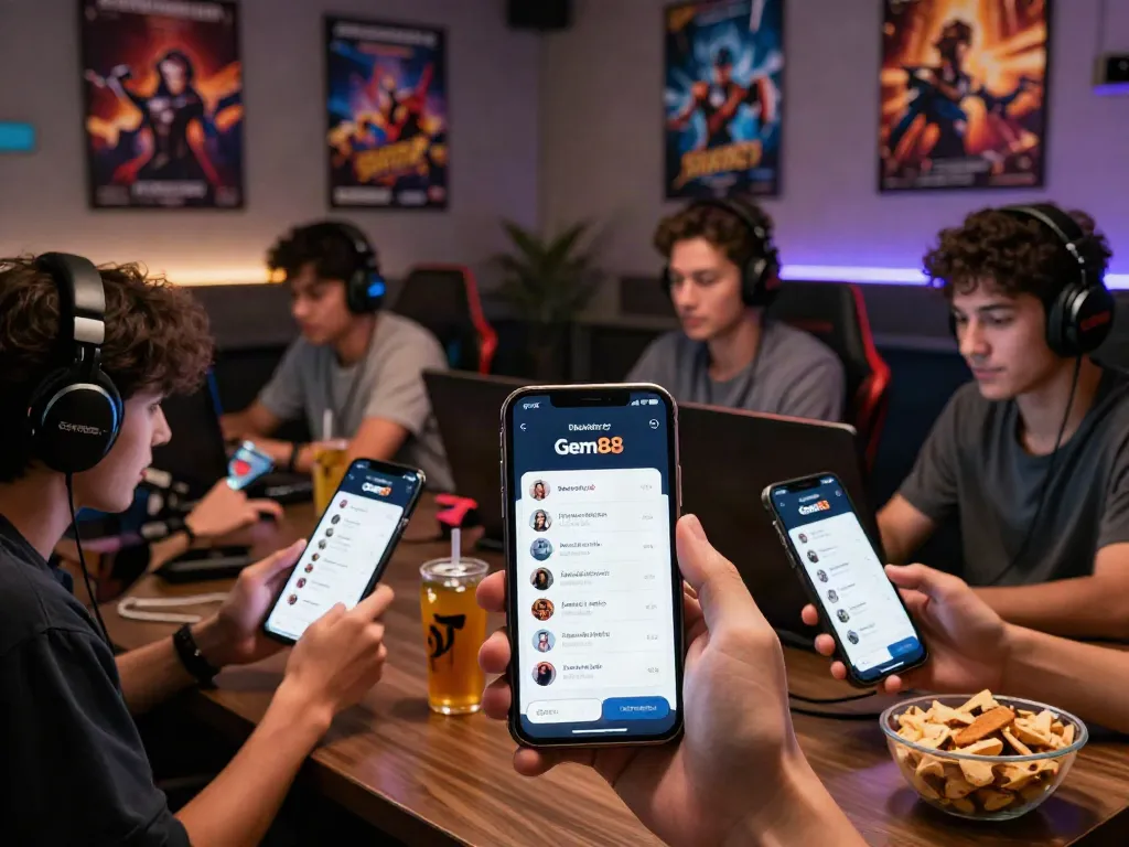 Online gaming scene showcasing Gem88 interface, players enjoying interactive experiences.