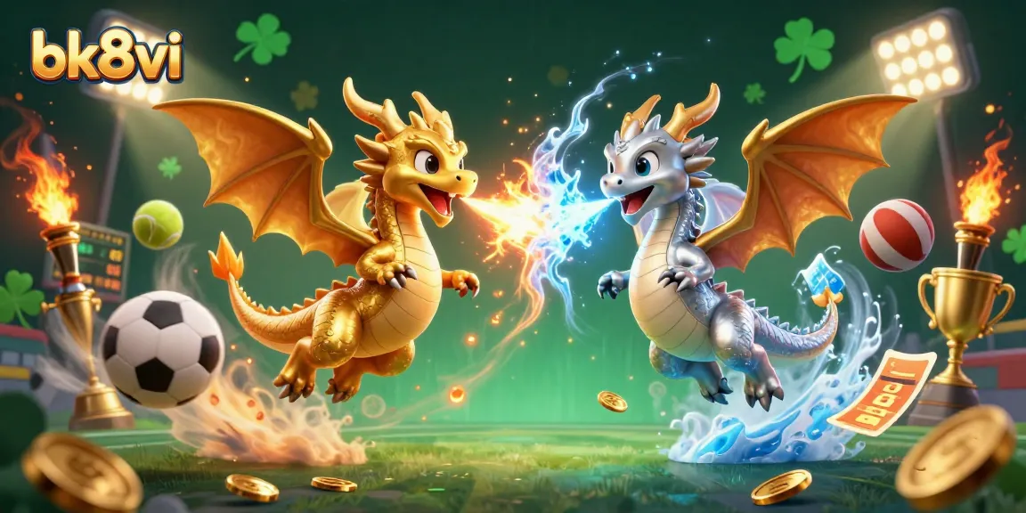 Experience thrilling gaming action with bk8vi, featuring dragons amid sports elements in a vibrant 3D scene.