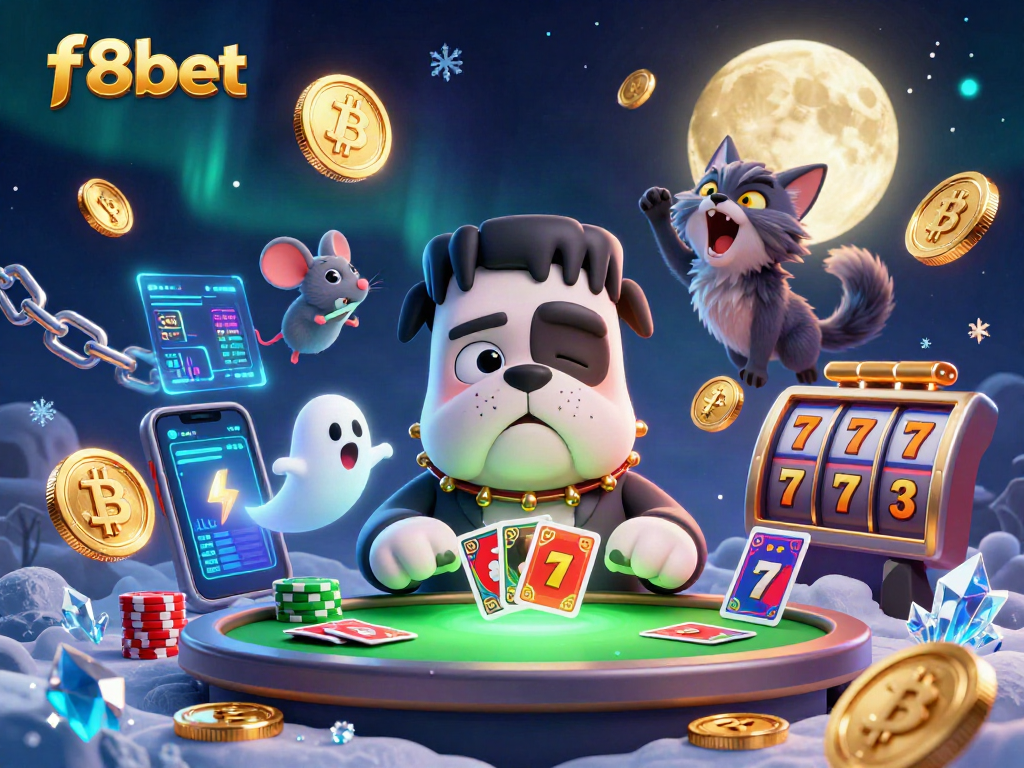 f8bet showcases a vibrant 3D casino scene with unique characters and exciting game elements for thrilling bets