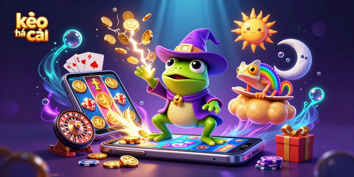 Engage in exciting moments with kèo nhà cái, as a wizard frog conjures golden coins and a chameleon rides clouds.