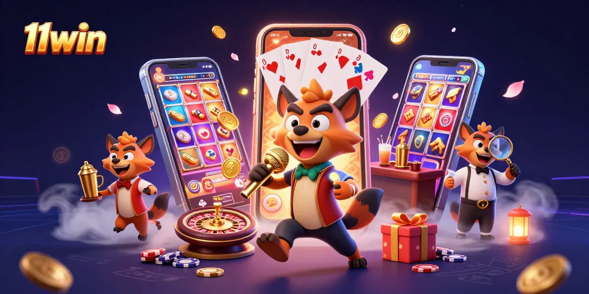 Experience excitement at 11win with vibrant casino scenes featuring lively characters and thrilling games.
