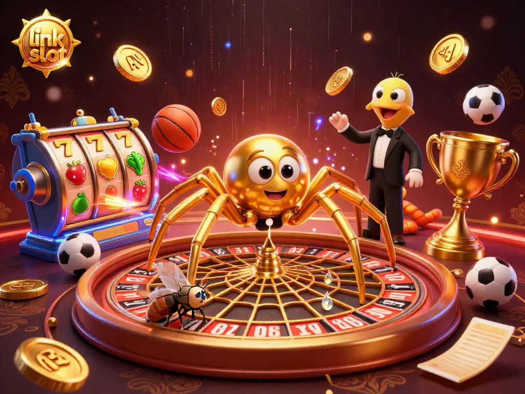Engage with link slot games and dynamic betting scenes illustrated with vibrant 3D art.
