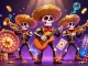 Experience lively gaming with sunwin's vibrant 3D illustration showcasing a mariachi band amidst casino excitement.