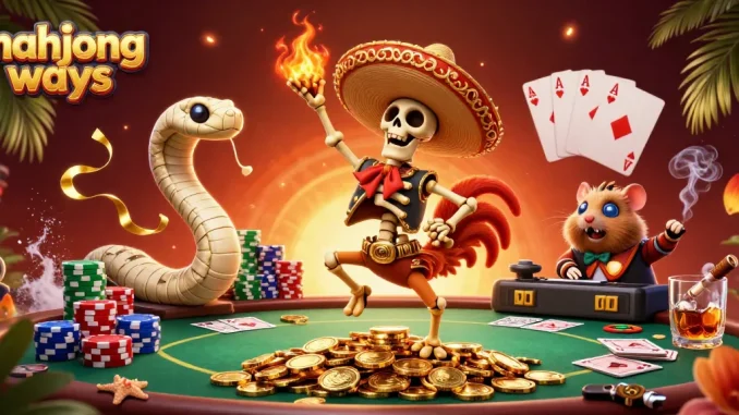 Experience mahjong ways with dynamic characters celebrating wins in a vibrant casino scene.