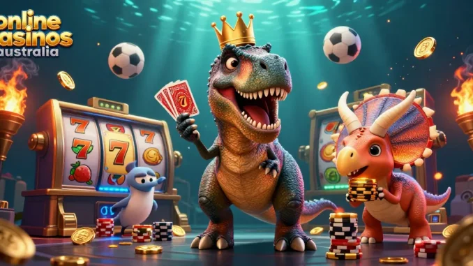 Experience the excitement of online casinos Australia with this vibrant 3D illustration featuring a casino scene.